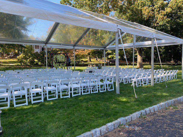 Clear-top Tent set for ceremony